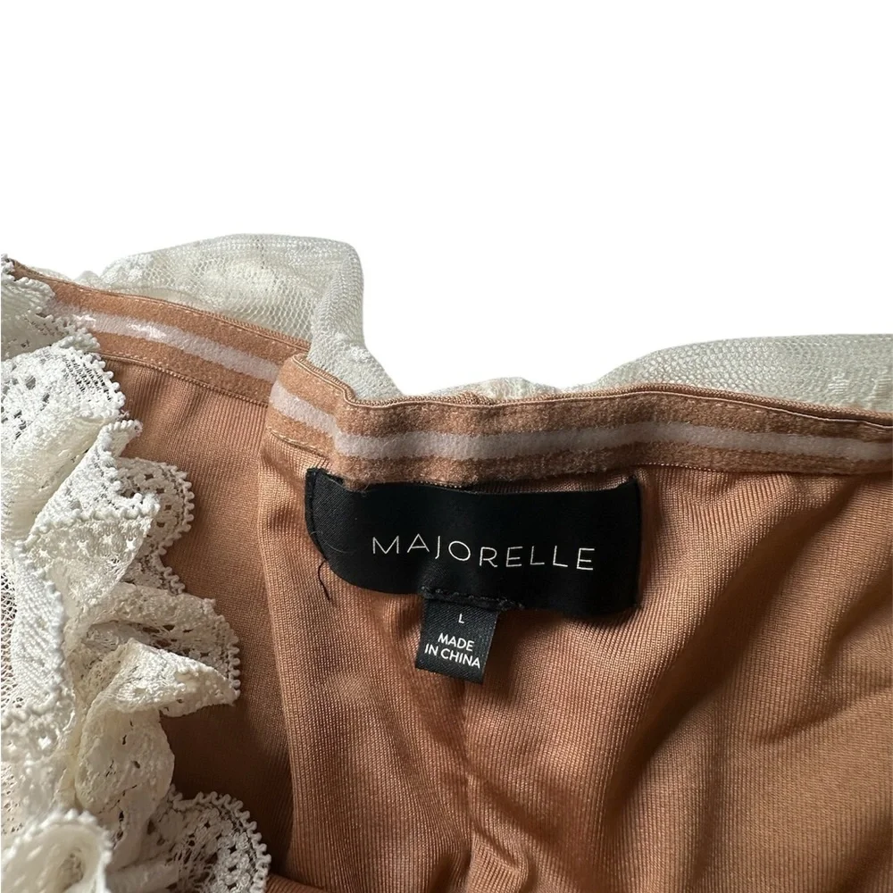 Majorelle Lace Trim Strapless Dress in Cream and Tan - Picture 6 of 6